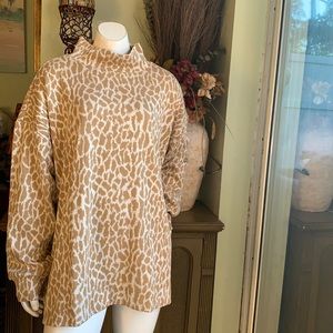 Loft Plus Animal Spotted Mock Neck Top